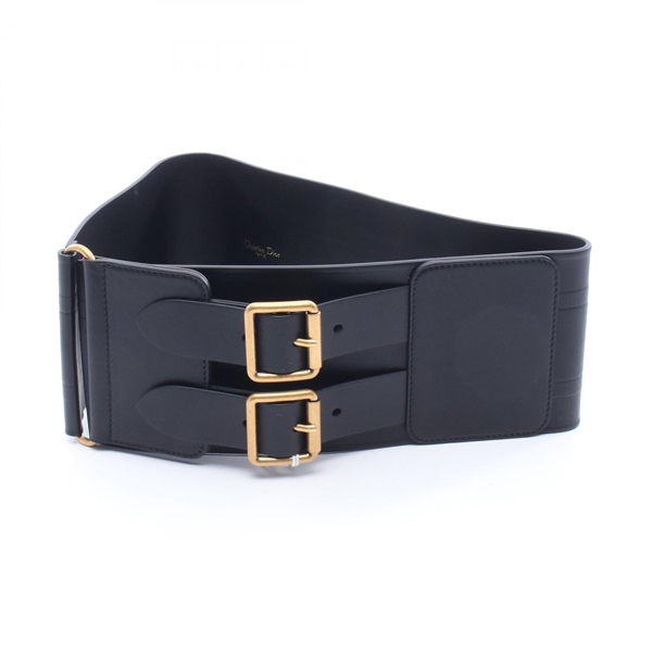Dior Logo Belt leather Black Used Women GHW