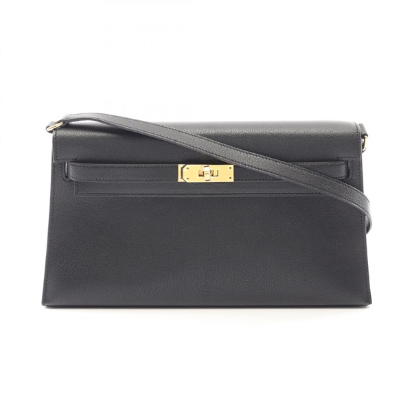 HERMES Kelly Elan Shoulder Bag H084490CC Chevre leather Black GHW Used Women B