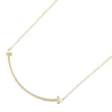 TIFFANY＆CO T Smile Small Necklace 18KYG Yellow Gold Used Women 40.5/45.5cm