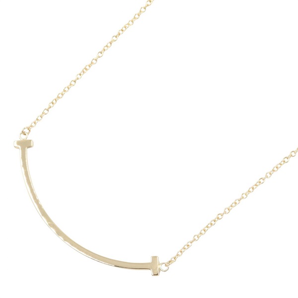 TIFFANY＆CO T Smile Small Necklace 18KYG Yellow Gold Used Women 40.5/45.5cm