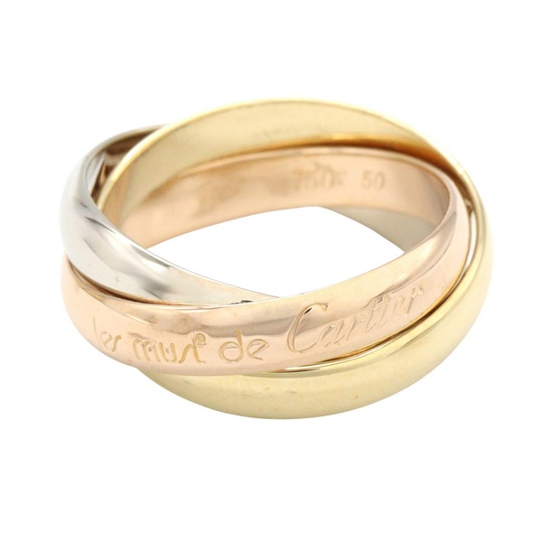 CARTIER Trinity Ring 18KYWRG Yellow White Rose Gold Used Women US size #5.25 #50