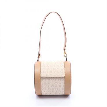 BVLGARI B.zero1 Logo mania Shoulder Handbag canvas leather Beige Used Women