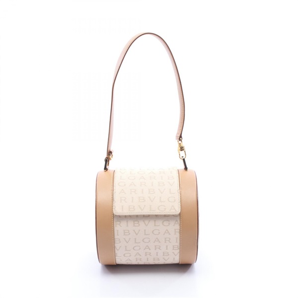 BVLGARI B.zero1 Logo mania Shoulder Handbag canvas leather Beige Used Women