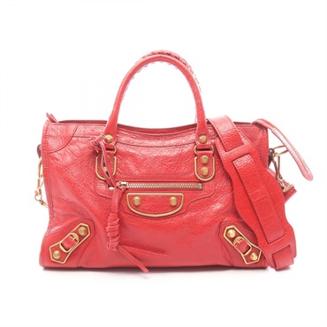 BALENCIAGA Le City Small Shoulder Crossbody Handbag leather Red Used Women