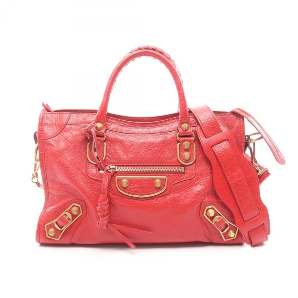 BALENCIAGA Le City Small Shoulder Crossbody Handbag leather Red Used Women
