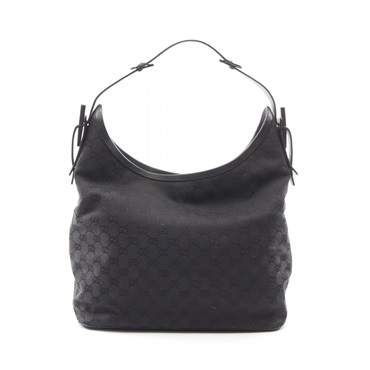 GUCCI GG canvas Shoulder Bag 106242 canvas leather Black Used Women