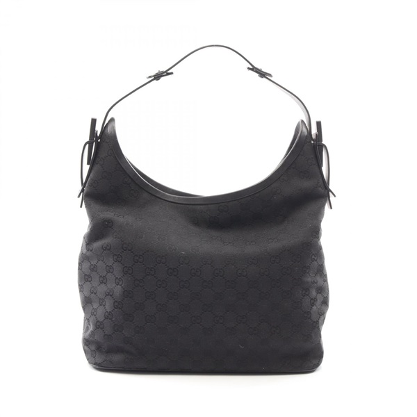 GUCCI GG canvas Shoulder Bag 106242 canvas leather Black Used Women