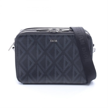 Dior CD Diamond Messenger Shoulder Bag PVC coated canvas leather Black Used mens