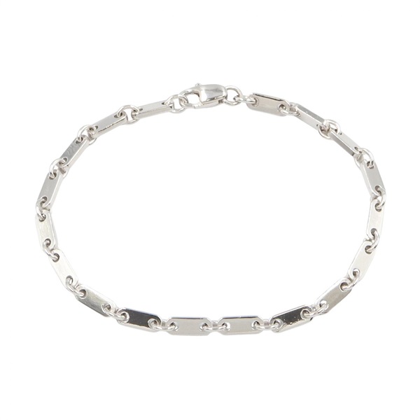 CARTIER Figaro Chain Bracelet Bangle 18KWG White Gold Used Unisex