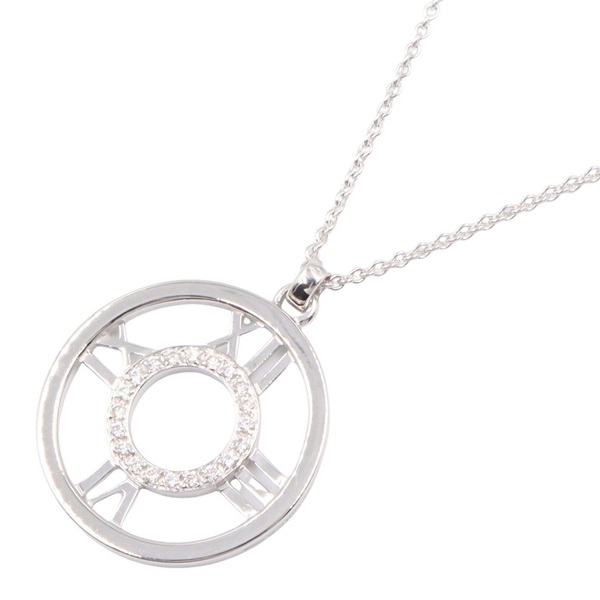TIFFANY＆CO Atlas Diamond Necklace Pendant 18KWG White Gold Clear Used Women