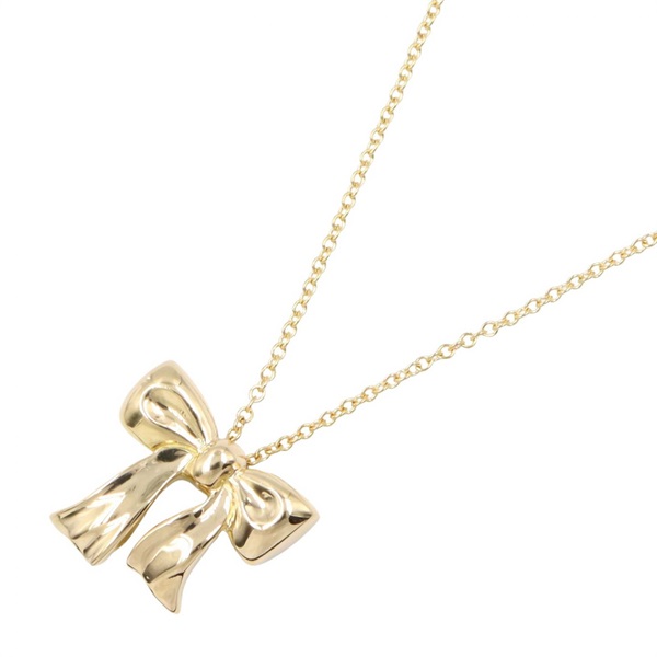 TIFFANY＆CO Ribbon Necklace Pendant 41.5cm 18KYG Yellow Gold Used Women