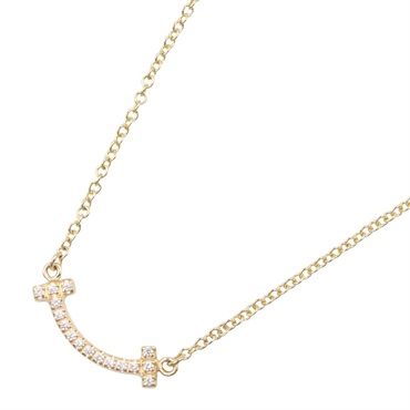 TIFFANY＆CO T Smile Mini Diamond Necklace 18KYG Yellow Gold Used Women