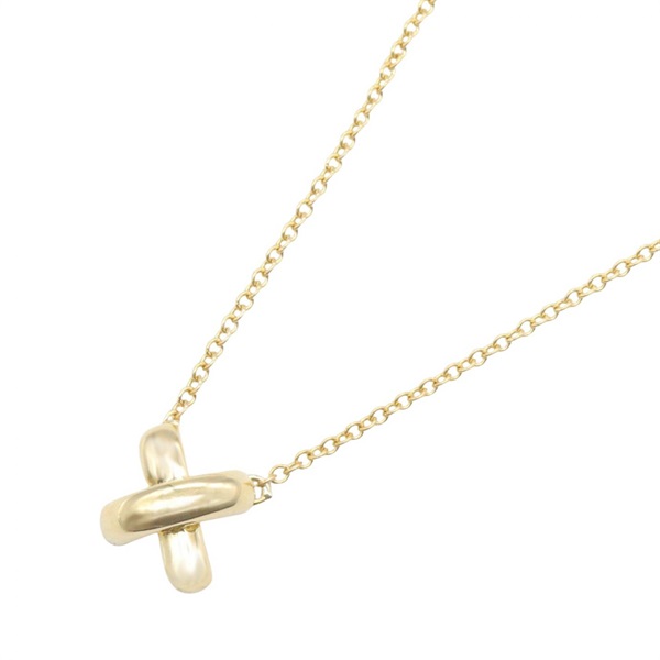 TIFFANY & CO Cross Stitch Necklace Pendant 41.5cm 18KYG Yellow Gold Used Women