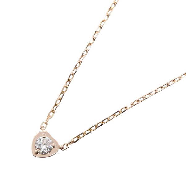 CARTIER D'amour Heart Necklace Pendant Diamond 18KPG Pink Rose Gold Used Women