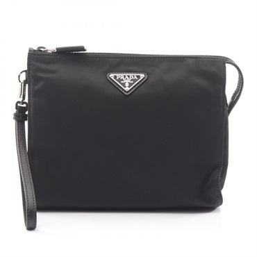 PRADA Re-Nylon Nesessaire TESSUTO+SAFFIANO business clutch bag Nylon leather Blk