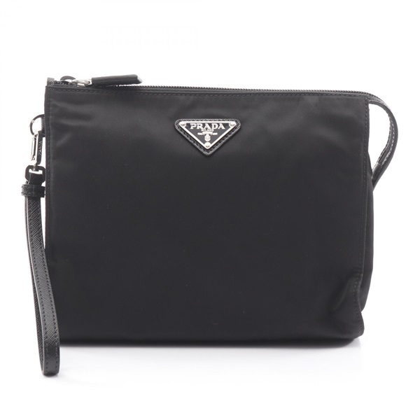 PRADA Re-Nylon Nesessaire TESSUTO+SAFFIANO business clutch bag Nylon leather Blk
