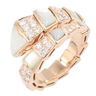BVLGARI Serpenti Mother-of-Pearl Diamond Ring 18PGKYG Gold White Used women L