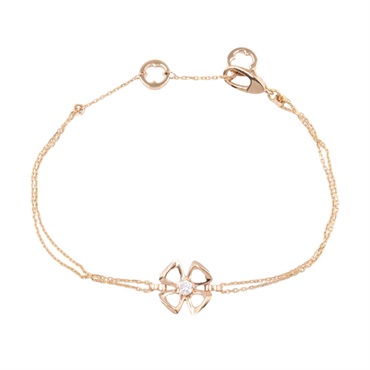 BVLGARI Fiorever SM 1PD Diamond Bracelet 18KRG Pink Rose Gold Clear Used Women