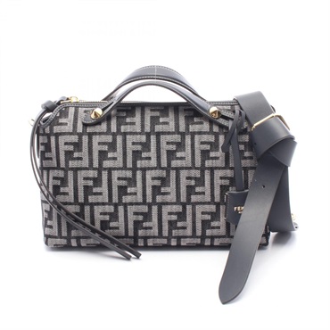 FENDI BY THE WAY SOFT MEDIUM FF Jacquard 2Way Handbag denim leather Navy NEW