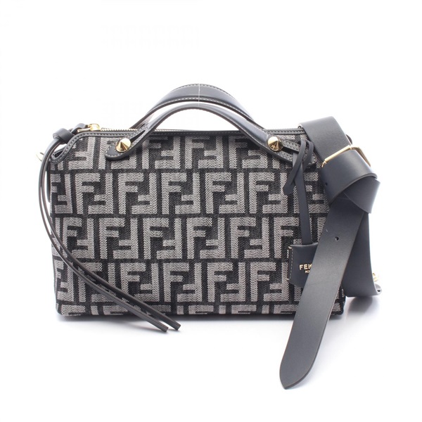 FENDI BY THE WAY SOFT MEDIUM FF Jacquard 2Way Handbag denim leather Navy NEW