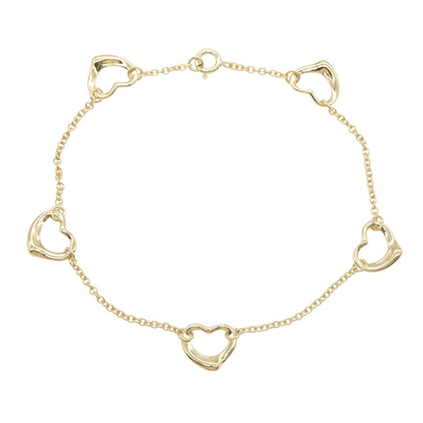 TIFFANY＆CO Open Heart 5 Motif Bracelet 18.5cm 18KYG Yellow Gold Used Women