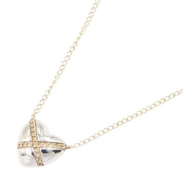 TIFFANY＆CO Cross Heart Necklace Pendant Silver925 14KYG Yellow Gold Used women