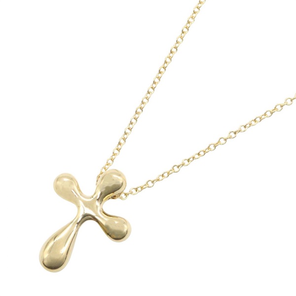 TIFFANY＆CO Small Cross Necklace Pendant 41.5cm 18KYG Yellow Gold Used Women