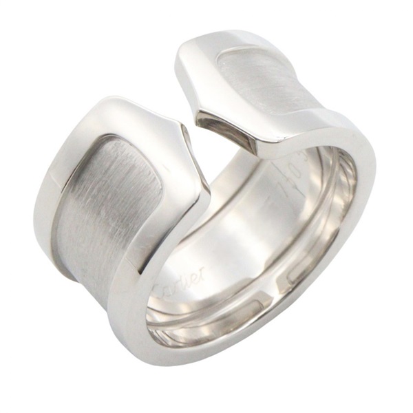 CARTIER C2 Wide Ring 18KWG White Gold Used Women US size 5.5 #51