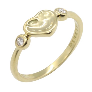 TIFFANY＆CO Heart 2PD Diamond Ring 18KYG Yellow Gold Clear Used Women US size #6