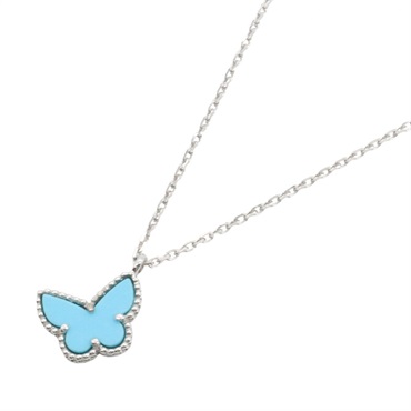 Van Cleef & Arpels Sweet Papillon Turquoise Necklace Pendant 18KWG Gold Women