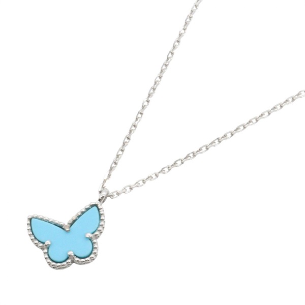 Van Cleef & Arpels Sweet Papillon Turquoise Necklace Pendant 18KWG Gold Women
