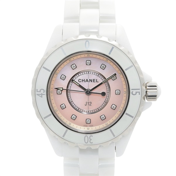 CHANEL J12 12P Diamond Wrist Watch H5513 Quartz ceramic Used Women CC Coco