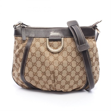 GUCCI Abbey Shoulder crossbody Bag 203257 canvas leather Beige Brown Used Women