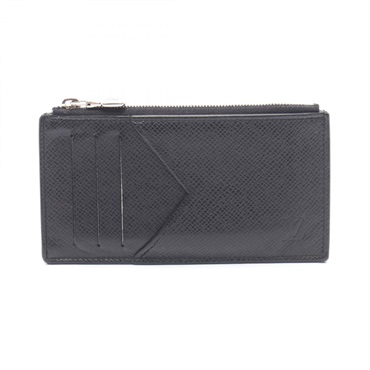 LOUIS VUITTON Coin Card Holder Purse Case M62914 Taiga leather Ardoise Used LV