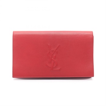 YVES SAINT LAURENT YSL logo business clutch bag 361120 leather Red Used Women