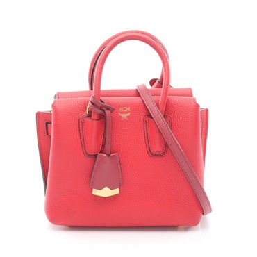 MCM MINI MILLA 2WAY Crossbody Shoulder Handbag leather Red Used Women