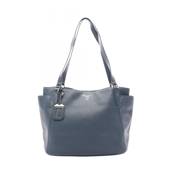 PRADA VIT DAINO Vitello Dyno Tote Shoulder Bag leather Blue GHW Used Women