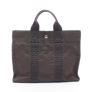 HERMES Herline PM Hand Tote Bag Nylon canvas Gray Used Women SHW