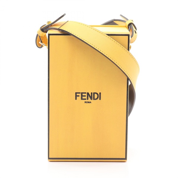 FENDI box Crossbody Shoulder Bag 7VA519 leather Yellow Used unisex