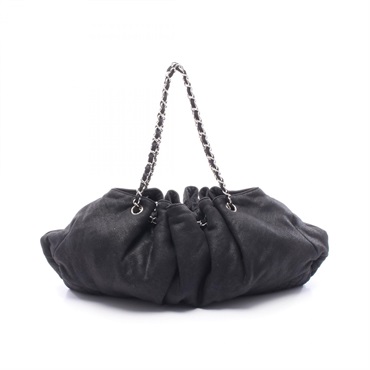 CHANEL Melrose Cabas Cruise Line Chain Shoulder Bag A37056 Cotton jersey BK Used