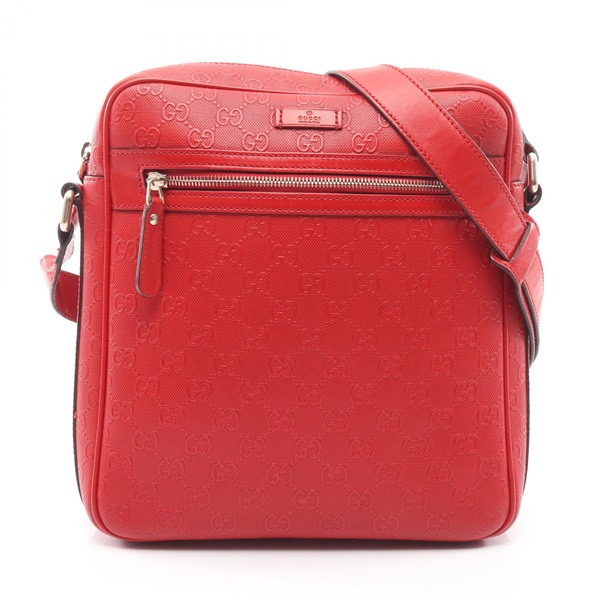 GUCCI Diamante Crossbody Shoulder Bag 201448 leather Red Used Women