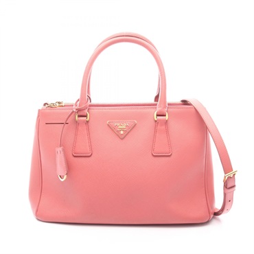 PRADA SAFFIANO LUX Galleria Shoulder Crossbody Handbag leather Pink Used Women