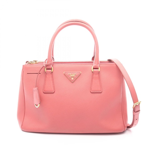 PRADA SAFFIANO LUX Galleria Shoulder Crossbody Handbag leather Pink Used Women