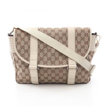 GUCCI GG canvas Crossbody Shoulder Bag 145859 canvas leather Beige Used unisex