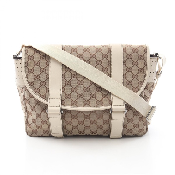 GUCCI GG canvas Crossbody Shoulder Bag 145859 canvas leather Beige Used unisex