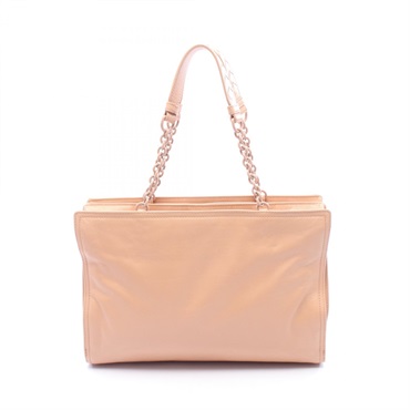 BOTTEGA VENETA Chain Shoulder Tote Bag leather Beige Used Women