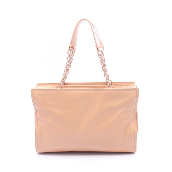 BOTTEGA VENETA Chain Shoulder Tote Bag leather Beige Used Women