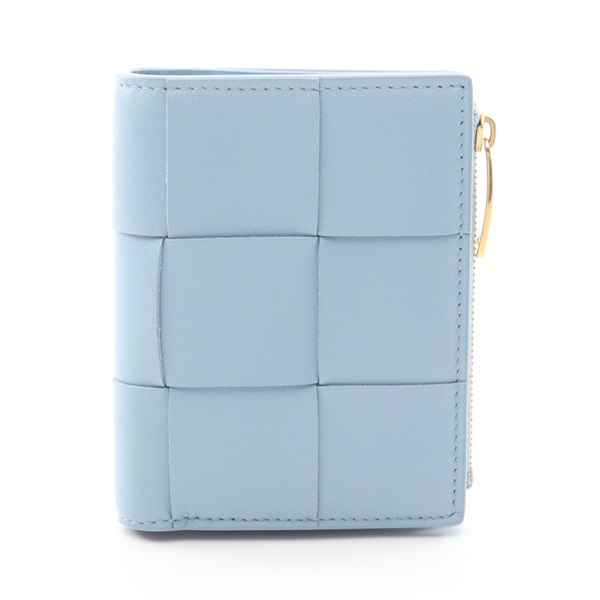 BOTTEGA VENETA Small Cassette Maxi Intrecciato Bi-fold wallet leather Blue Used