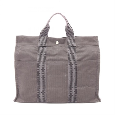 HERMES Herline MM Hand Tote Bag Nylon canvas Gray Used unisex SHW