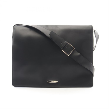 Salvatore Ferragamo Messenger Crossbody Shoulder Bag leather Black Used mens